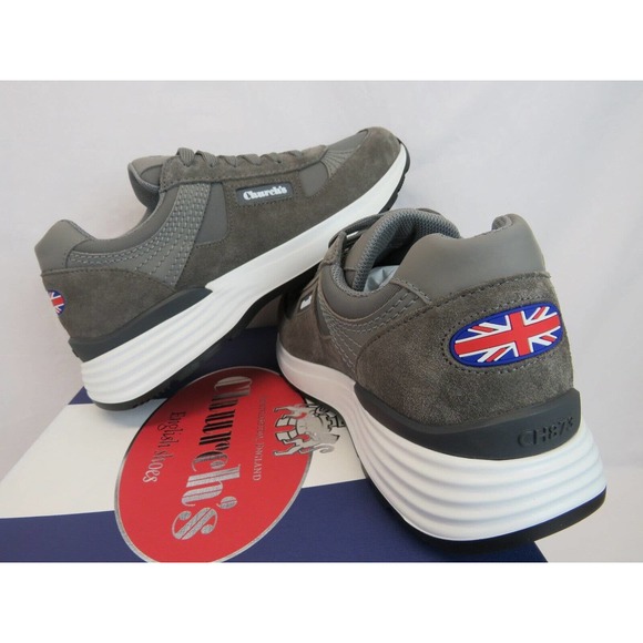 NIB CHURCH'S by PRADA CH873 GRAY SUEDE NYLON LOGO SNEAKERS